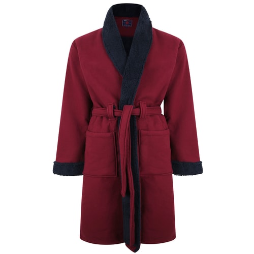KAM Sherpa Lined Dressing Robe Burgundy